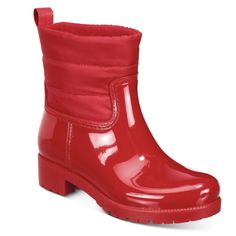 Charter Club Womens Red Patent Trudyy Round Toe Block Heel Rain Boots Size 6 Brand New In Org Box Heel Rain Boots, Casual Red Waterproof Rain Boots, Red Slip-on Boots With Rubber Sole, Red Rain Boots For Outdoor, Red Waterproof Rain Boots, Red Waterproof Ankle-high Boots, Brown Boots Women, Club Red, Heeled Rain Boots