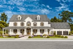 this is an artist's rendering of the front elevation of these country house plans