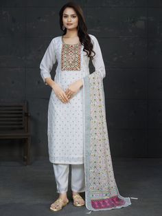 Rasna Kamiz & Pant - Roop Darshan Pants Dress, Churidar, Pant Set, Straight Cut, Dress Pants, Dress To Impress, Pants Set, Sequin, Off White