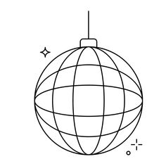 a black and white line drawing of a christmas ornament