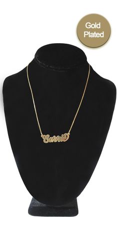 OR 4 interest-free installments of $35.00 - $45.00 USD by Custom-made personalized nameplate necklace. Available in plated gold or white plated gold. A true classic! Made famous by Patricia Field for HBO's Sex & the City. Small (standard size): Capital letter 1/2 inch | Lower Case letters 1/4 inch Medium: Capital letter 3/4 inch | Lower Case letters 1/4 inch Large: Capital letter 1 inch | Lower Case letters 1/2 inch Chain measures 16 inches. Option to add diamond accents if desired. PLEASE N Personalized Nameplate Necklace, Necklaces Luxury, Patricia Field, Nameplate Necklace, Necklace Sizes, Lower Case Letters, Name Plate, Large White, Luxury Jewelry