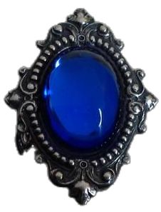 Gothic Blue Metal Jewelry, Blue Gothic Metal Jewelry, Gothic Formal Jewelry Brooch, Gothic Blue Jewelry For Gifts, Blue Gothic Jewelry For Gifts, Blue Gothic Jewelry For Gift, Gothic Silver Filigree Ring For Gifts, Gothic Brooch Jewelry Gift, Blue Victorian Metal Jewelry