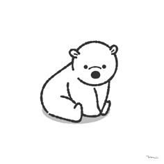 a black and white drawing of a bear sitting on the ground with its eyes closed