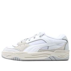 PUMA-180 Reflect 01 'White Cool Light Grey' 393288-01 Classic White Sneakers For Streetwear, White Round Toe Skate Shoes For Sports, Classic White Lace-up Skate Shoes, White Casual Skate Shoes For Light Sports, White Low-top Cushioned Skate Shoes, White Skate Shoes For Sports, White Low-top Skate Shoes With Cushioned Footbed, White Lace-up Skate Shoes For Sports, White Casual Skate Shoes With Boost Midsole