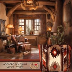 Lakota Sunset Southwestern Wool Tote | Yellowstone Spirit Southwestern Collection Wool Bag Objects of Beauty Southwest Southwest Decor Living Room, Yellowstone Design, Southwestern Interior, Southwest Style Home, Wool Tote Bag, Southwest Home Decor, Handcrafted Handbags, Wool Tote, Southwest Print