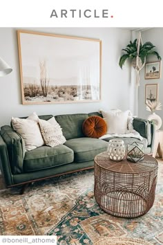 a living room filled with furniture and pictures on the wall above it is an article about how to decorate your living room