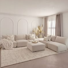 Geneva Cream Velvet Fluted Modular Sofa Range Sofa Curved Sofa Living Room Uk, White Organic Living Room, Curved Corner Sofa, Rowen Homes, Hiasan Bilik Tidur, Beige Living Rooms, Deco Salon, Home Design Living Room, White Living Room