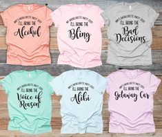 four t - shirts with different sayings on them