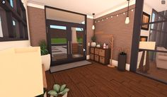 Roblox Bloxburg House Entrance Ideas, Blox Burg Entry Ideas, Bloxburg Entry Way Ideas Aesthetic, Blocksburg Entryway Ideas, Bloxburg Interior Entrance, Bloxburg House Ideas Front Entrance, Bloxburg Hallway Ideas Aesthetic, Entrance Ideas Entryway Bloxburg, Cute Entryway Ideas Bloxburg