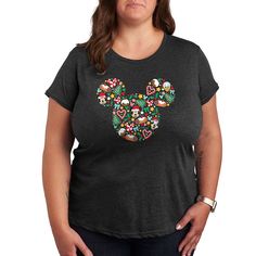 She will love showing off her style with this Disney's Mickey Mouse Plus Christmas Silhouette Graphic Tee. © Disney FEATURES Short sleeves CrewneckFABRIC & CARE Solid Color: Cotton ; Heather Colors: Cotton/Polyester Machine wash Imported Size: 1X. Color: Dark Grey. Gender: female. Age Group: kids. Plus Size Christmas Outfit, Christmas Silhouette, Plus Size Christmas, Silhouette Christmas, Disney Plus, How To Show Love, Disney Mickey Mouse, Disney Mickey, Her Style