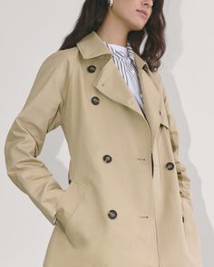 The Modern Trench Coat Cornstalk – Everlane Office Outerwear With Long Sleeves And Double Button Closure, Office Outerwear With Double Button Closure And Long Sleeves, Belted Notch Lapel Outerwear For Work, Notch Lapel Belted Outerwear For Work, Beige Belted Pea Coat For Work, Fitted Collared Double-breasted Outerwear, Fitted Double-breasted Collared Outerwear, Belted Notch Lapel Outerwear For Business Casual, Notch Lapel Belted Outerwear For Business Casual