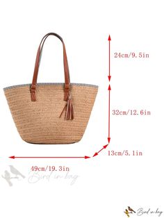 Bird in Bag - Decorative Straw Bag - Ideal for Summer Beach Trips Casual Bucket Beach Bag For Shopping, Casual Shopping Bag For Beach Season, Casual Shoulder Bag For Beach Shopping, Casual Brown Shoulder Bag For Vacation, Summer Shopping Shoulder Bag In Bucket Shape, Summer Bucket Shoulder Bag For Shopping, Large Capacity Bucket Beach Bag For Travel, Brown Summer Bags For Beach Season, Travel Large Capacity Bucket Beach Bag