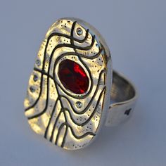 Silver Ring With Red Swarovski Stones. They're Cute And Original. Adjustable Red Metal Rings, Handmade Adjustable Red Ruby Ring, Unique Red Metal Rings, Red Rings With Stones For Gift, Red Rings With Stones As A Gift, Unique Red Birthstone Jewelry, Swarovski Stones, Large Ring, Jewelry Silver