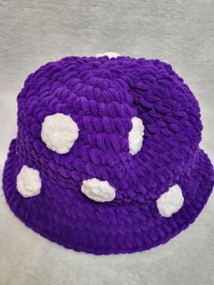 I usually sell these hats at events. However, many people have requested I sell them online as well so here we are! now you and your fellow fungi can get your mushroom on These hats are knit tightly but they do stretch if you need. In otherwords, one size fits all! Crochet Mushroom Hat, Crochet Violet, Rave Hats, Purple Mushroom, Mushroom Hat, Crochet Mushroom, Festival Hat, Christmas Deals, Bucket Hats