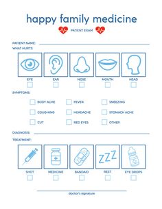 a medical checklist with the words happy family medicine