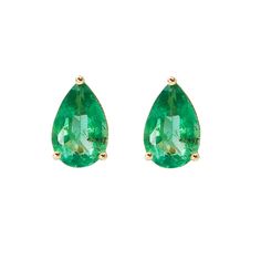 These earrings feature emeralds set in 14KT Yellow Gold.  Measure 6.5 x 4mm Emerald Set, Lois Lane, Stud Style, Emerald Earrings, Shopping Hacks, 14kt Gold, Stud Earring, Luxury Jewelry, Pear Shaped