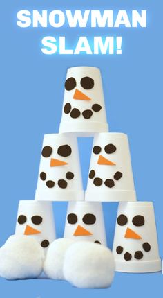 the snowman is made out of marshmallows and has been placed on top of each other