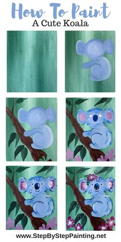 how to paint a cute koala with step by step instructions