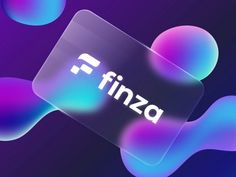 the word finza is displayed on an abstract purple and blue background with bubbles around it