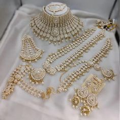 Gold Rodium Polish White and Off White color Bridal Jewelry in Metal Alloy studded with CZ Diamond, Pearl Layered Necklace Set, Studded Necklace, Choker Necklace Set, Pearl Choker Necklace, Stone Studs, White Bridal, Pearl Choker, Bangle Set, Cz Diamond