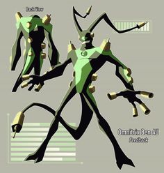 a stylized image of an animated man in green and black