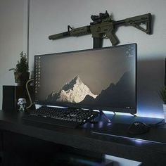 Gaming Desk Setup, Computer Desk Setup, Pc Gaming Setup, Desktop Setup, Bedroom Setup, Computer Room, Gaming Room Setup, Gamer Room, Computer Setup