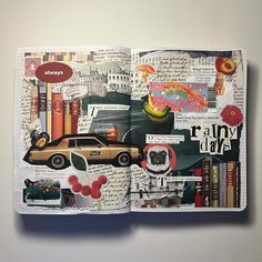 📚🍒🚖🌧️🍌🐈 #junkjournal #junkjournaling #collage Things To Put In Scrapbooks, Journal Collage Ideas, Collaging Ideas, Collage Journal Ideas, Diy Journal Ideas, Ideas De Collage, Collages Ideas, Collage Sketchbook, Idea Journal