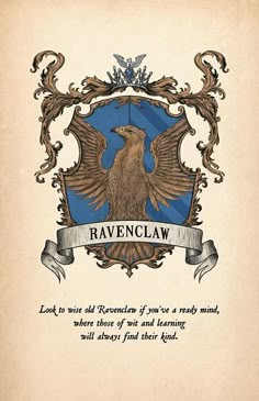 the ravenclaw crest is shown on an old paper