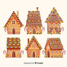 six ginger houses with different designs