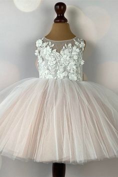 Blush Flower Girl Dresses, Cute Flower Girl Dresses, Princess Flower Girl Dresses, Pink Flower Girl Dresses, Tulle Sleeves, Girls Party Dress, Girl Party, Custom Dresses, Flower Dresses