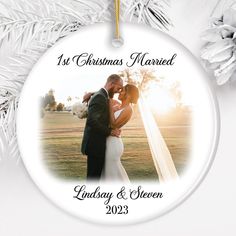 First Christmas Married Personalized Photo Ornaments Married Couple Photos, Married Christmas Ornament, Sentimental Wedding Gifts, Merry And Married Ornament, Newlywed Christmas Gifts, First Christmas As Mr And Mrs Ornament, Newlywed Christmas Ornament, Personalized Photo Ornaments, Our First Christmas Married Ornament