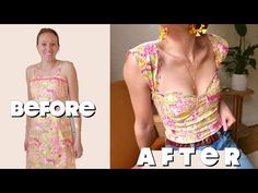 before and after photos of a woman's dress