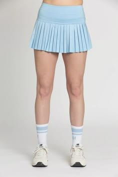 Gold Hinge Pleated Tennis Skirt in Aqua Sky - Estilo Boutique Gold Hinge Skirt, Middle School Fashion, White Pleated Tennis Skirt, Dream Wishlist, Preppy Tops, Clothing Wishlist, Rush Dresses, Pleated Tennis Skirt, Tennis Skirts