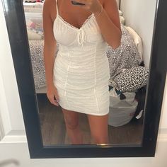 H&M White Lace Mini Dress Size M Never Worn Fitted H&m Mini Dress For Summer, H&m Mini Dress For Day Out In Summer, Fitted H&m Mini Dress For Day Out, H&m Mini Dress For Summer Day Out, H&m Summer Mini Dress, H&m Summer Mini Dress For Day Out, Fitted H&m Mini Dress For Brunch, White H&m Dress For Date Night, H&m Fitted Summer Mini Dress