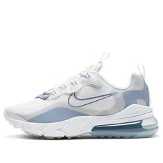 (GS) Nike Air Max 270 React SE 'White Indigo Fog' CJ4060-100 (SNKR/Low Top/Air Cushion/Shock-absorbing) White Nike Air Max For Light Sports, Nike Air Max White Functional Shoes, White Nike Air Max Functional Shoes, White Nike Air Max Functional Style, White Nike Air Max Breathable For Jogging, White Breathable Nike Air Max For Jogging, White Nike Air Max Sports Shoes Breathable, White Nike Air Max Breathable For Sports, White Breathable Nike Air Max For Sports