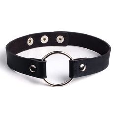 PRICES MAY VARY. Rock simple choker is made by alloy and PU leather,soft and fashion. PU leather chain length is 15.4in(39cm),width is 0.7in(1.8cm). Can adjust the length with 3 adjustable snaps(13.4in-14.6in/34cm-37cm). Goth accessory can be worn on the neck,or can also be used as a bracelet,match many style clothes. Cute cosplay collar can be given to your friend relatives in festival,it's an ideal gift for women and girls.It also perfect for any occassions,party,dating,club and daily life. Wa Ring Choker Necklace, Punk Style Choker Necklace For Cosplay, Black Choker For Alternative Fashion, Edgy Black Choker For Cosplay, Edgy Leather Choker Jewelry, Punk Black Metal Choker, Gothic Choker Necklace, Simple Choker, Goth Accessories