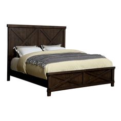 Wooden Queen Size Bed with Barn Style Plank Headboard and Footboard, Brown By Casagear Home Transitional Style Bedroom, Plank Headboard, Wood Bedroom Sets, Eastern King Bed, Queen Panel Beds, Solid Wood Platform Bed, Bedroom Panel, California King Bedding, Solid Wood Bed