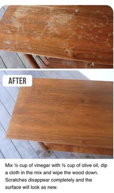 the before and after pictures of an old coffee table with wood staining on it