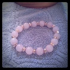 Handcrafted. Nylon Elastic. Genuine Rose Quartz And Rose Gold Hematite Beads. Fits Wrist 7 To 7.5 Inches. Every Purchase Comes With A Free Gift! Elegant Pink Stretch Bracelet, Adjustable Pink Rose Quartz Stretch Bracelet, Elegant Handmade Pink Stretch Bracelet, Pink Rose Quartz Beaded Bracelets, Jewelry Rose Gold, Hematite Beads, Rose Gold Bracelet, Womens Jewelry Bracelets, Free Gift