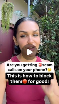 a woman in a pink dress is talking to someone on her cell phone with the caption, are you getting scam calls on your phone? this is how to block them for good