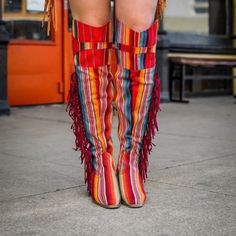 Multi-Color Knee-High Fringe  Side Zipper True To Size For Most Order Up A Size If Calf Is A Little On The Thicker Side Shoes Trends, Flat Heel Boots, Ootd Outfits, Fringe Boots, Southern Girl, Winter Boots Women, Red Fire, Stylish Shoes, Fashion Colours