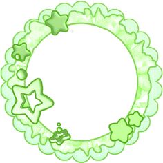 a green frame with stars and shapes in the shape of a circle, on a white background