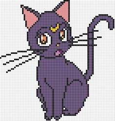 a cross stitch pattern with a cat on it