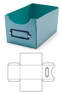 an image of a blue box cut out with the measurements for each side and inside