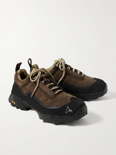 ROA is renowned for hiking gear that can just as easily be worn at weekends, too. , These 'Katharina' sneakers are made from panels of rubber and suede , Vibram Megagrip soles provide optimum traction on rough terrain Roa Hiking, Vibram Shoes, Hiking Sneakers, Sneakers For Men, Brown Sneakers, Hiking Gear, Outdoor Shoes, Hiking Shoes, Mr Porter