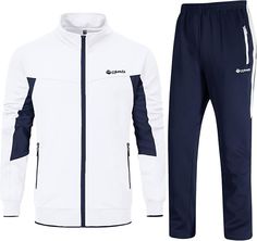 Elevate your athletic style with our white-black 2pc tracksuit for men. Premium materials offer comfort and durability while the sleek design exudes sophistication. Perfect for your workout or a casual day out, this tracksuit will make you stand out in the crowd. Upgrade your wardrobe with this exclusive piece. Fabric Contents: 100% Polyester Care Instructions: Machine Wash Cold, Gentle Cycle, Tumble Dry Low White Sportswear Tracksuit For Training, White Tracksuit For Workout, White Tracksuit For Workout Sportswear, White Workout Tracksuit, White Sportswear Tracksuit For Workout, White Athleisure Tracksuit For Workout, White Moisture-wicking Tracksuit For Streetwear, White Moisture-wicking Tracksuit For Gym, Sporty White Tracksuit For Gym