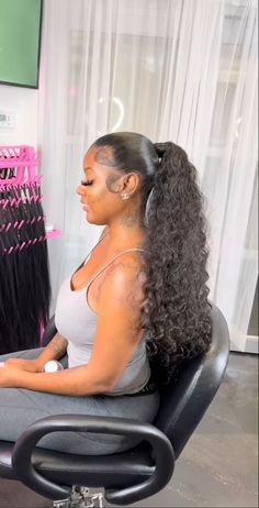 Mid Ponytail Hairstyles, Mid Ponytail Hairstyles Black Women, Hairstyles Cheer, Ponytail Ideas For Black Women, Pony Tailed Hairstyle, Hairstyles For Black Women Ponytail, Ponytail Hairstyles Black Women, Mid Ponytail, Black Women Ponytail Hairstyles