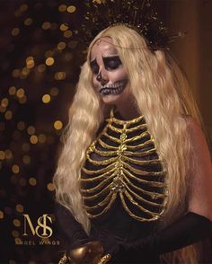 Black And Gold Halloween Costume, Rib Corset, Gold Goddess Costume, Rib Cage Corset, Goddess Costume, Gold Halo, Rib Cage, Festival Wedding, Themed Outfits