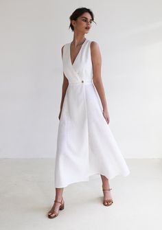 Linen Maxi Dress RIVIERA, Long Sleeveless Dress, White Linen Wrap Dress, Wrap Dress, Linen Dress , Summer Dress, Natural Linen Dress - Etsy Linen V-neck Sundress Maxi Dress, Summer Linen A-line Maxi Dress, White Linen V-neck Maxi Dress, Chic Wrap Linen Beach Dress, White Linen Midi Sleeveless Dress, White Linen Sleeveless Midi Dress, Linen A-line Maxi Dress For Brunch, A-line Linen Maxi Dress For Brunch, Chic White Maxi Linen Dress