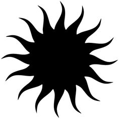 a black and white image of a sun with long, sharp lines in the center